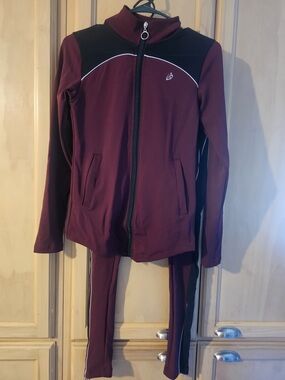 Burgundy Active Zip Jacket & Pants Set